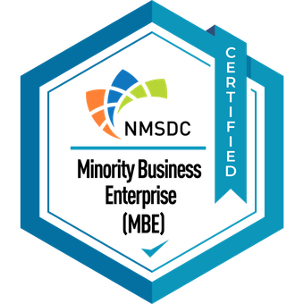 MBE Certification badge from National Minority Supplier Development Council (NMSDC)