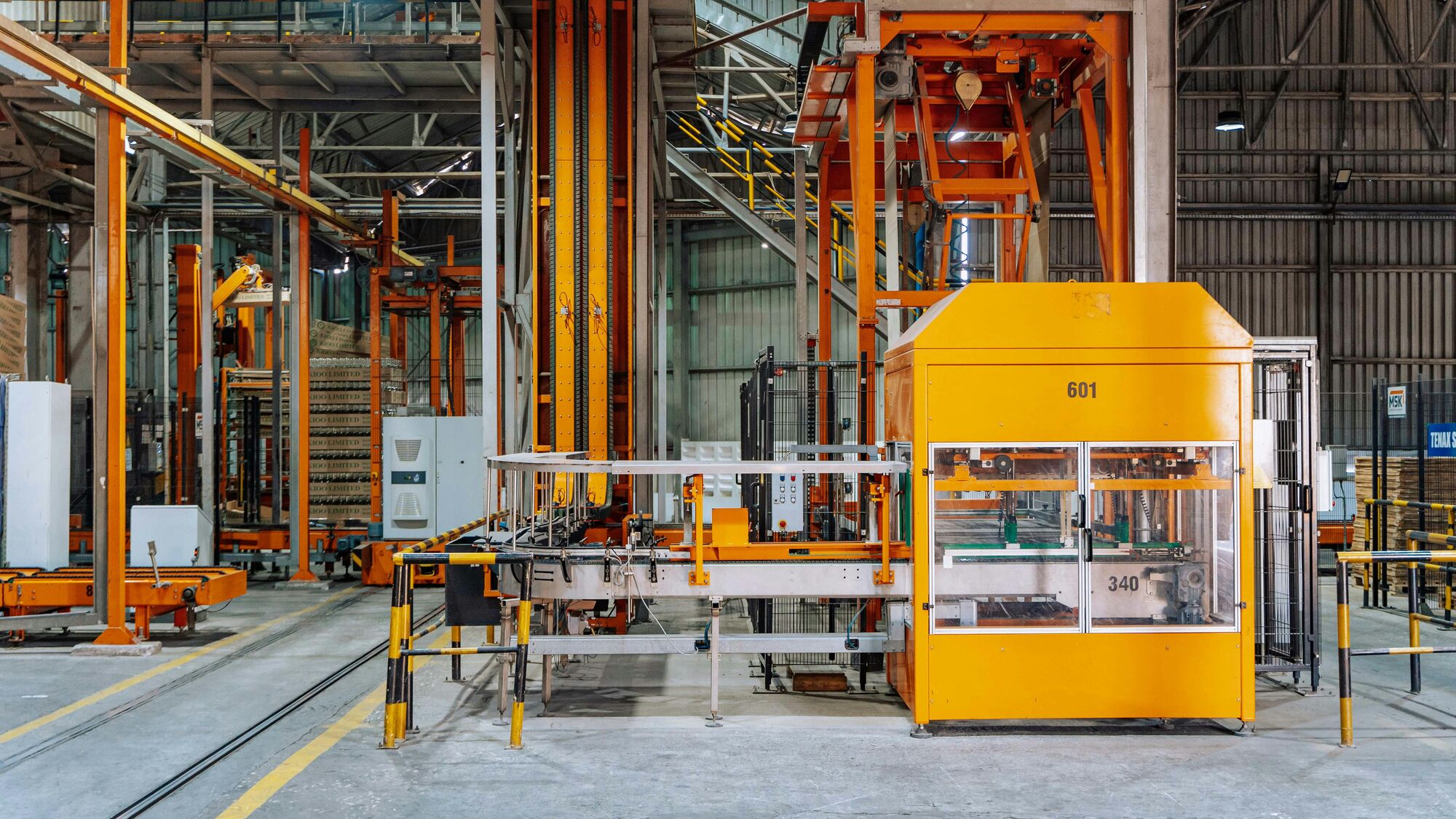 Industrial manufacturing facility with medium-voltage switchgear and power distribution equipment